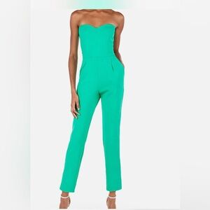 Express Elegant Green Strapless Jumpsuit